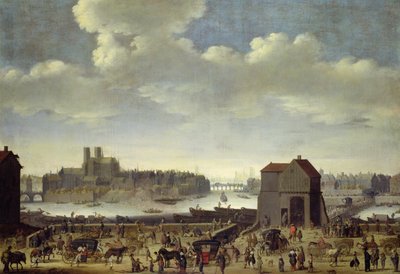 Veduta del ponte e del Quai de la Tournelle, c.1645 da Theodor Matham